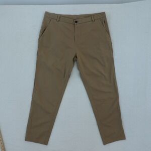 Lululemon Commission Pants Mens Size 36 x 31 Brown Flat Front Slim Tapered Fit